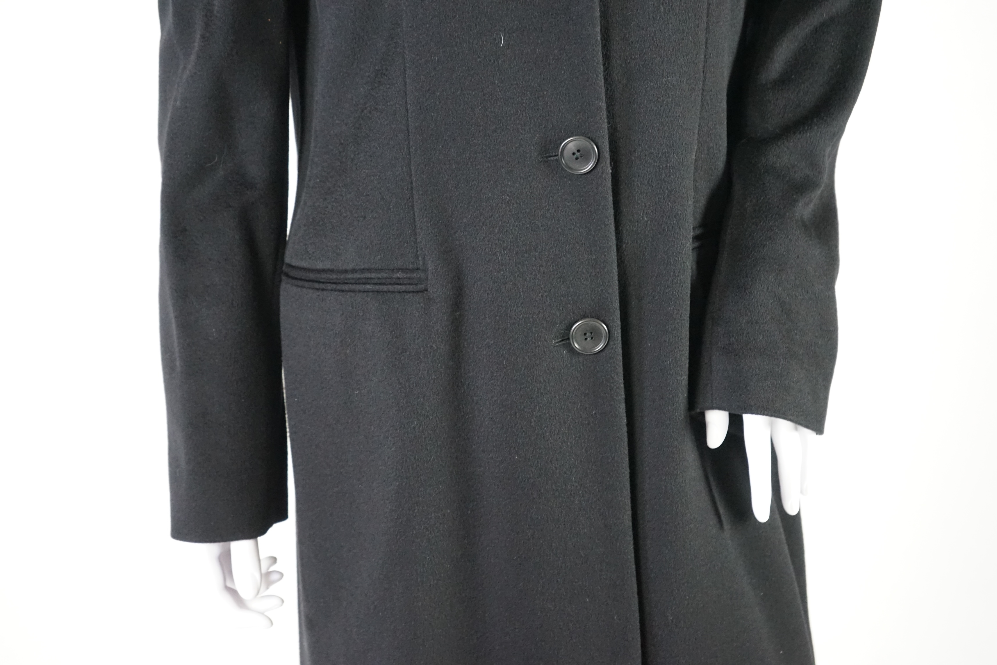 A Georgio Armani Classico lady's black cashmere long coat. Proceeds to Happy Paws Puppy Rescue